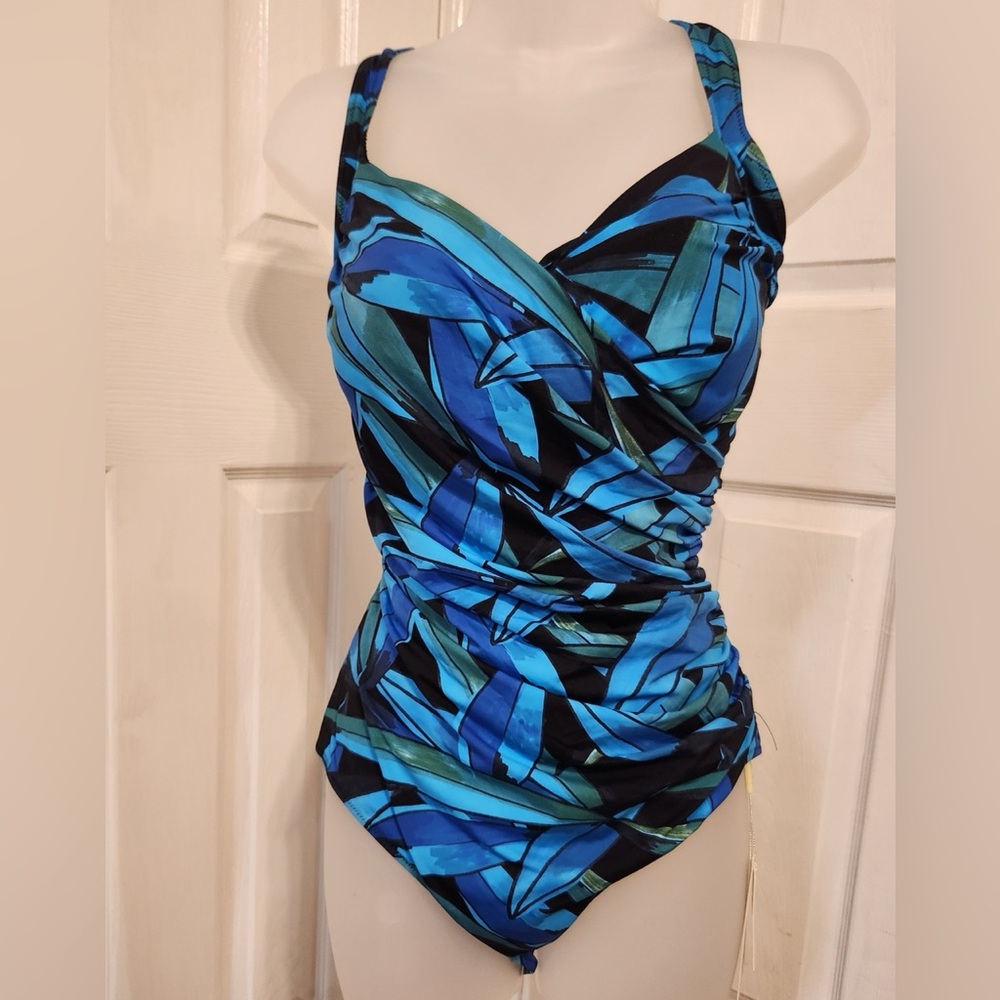 Blue and Black Print Swimsuit